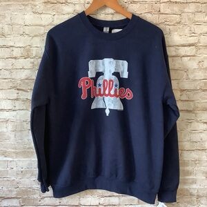 NWT Philadelphia Phillies Washed Crew Navy Blue Sweatshirt Liberty Bell Medium